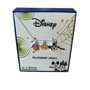 New Disney Halloween‎ Necklace Mickey Minnie Mouse Vampire Witch Pumpkin Silver